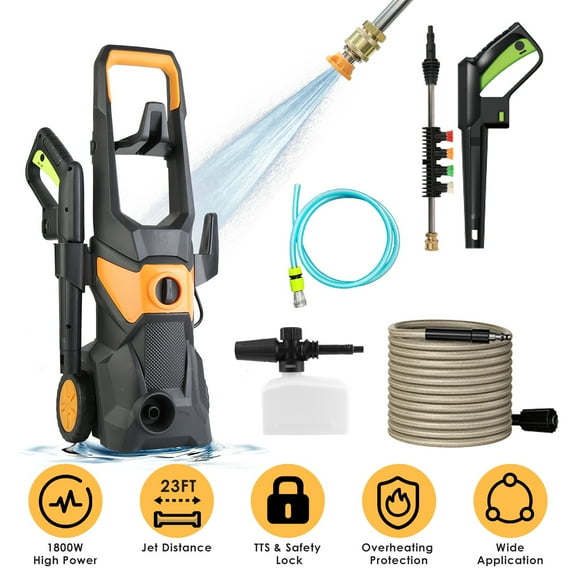 Electric Pressure Washer 4200 Max PSI 1.85 Max GPM Power Washer with 33FT Hose 5-Nozzle Set and 450ml Foam Cannon for Car Fence Driveway Patio