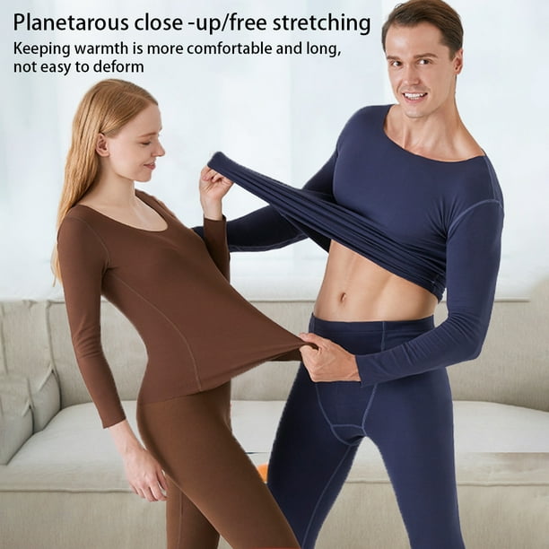 Women Underwear Set Solid Color Lady Thermal Long Johns Cold Weather  Baselayer Full Sleeve Clothing Comfortable Sleepwear Dark Coffee Women