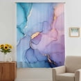 thumbnail image 3 of Blue Purple Pink Ombre Sheer Curtains 45 Inches Long, Modern Marble Abstract Light Filering Curtains, Breathable Simi Curtain Privacy Drapes for Kitchen Bathroom Lightweight Small Window Treatment, 3 of 9