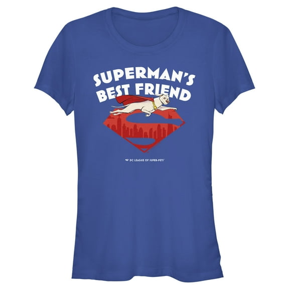 Junior's DC League of Super-Pets Superman's Best Friend Flying Krypto Graphic Tee Royal Blue 2X Large