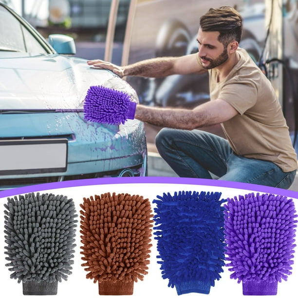 Guante de lavado de coche doble cara | Manopla de microfibra suave y absorbente para detallado de autos, lavado sin rayas, uso interior y exterior | Ajuste ergonómico | Herramienta de limpieza