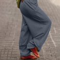 thumbnail image 4 of FUNUONY Womens Wide Leg Barrel Pants Elastic High Waisted Trousers Loose Casual Palazzo Pants with Pockets Cropped Relax Fit Trouser Ankle Pants Elastic Waisted Lightweight Harem Pants Grey 3Xl, 4 of 9