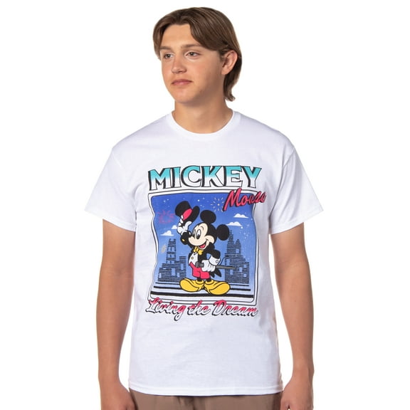 Disney Men's Mickey Mouse Living The Dream Character Design Adult T-Shirt