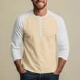thumbnail image 4 of Resicozy 2025 Henley Shirts for Men Raglan 3/4 Sleeve Vintage Baseball T-Shirt Fall Casual Loose Fit Sport Athletic Tee Tops Complexion 2XL, 4 of 9