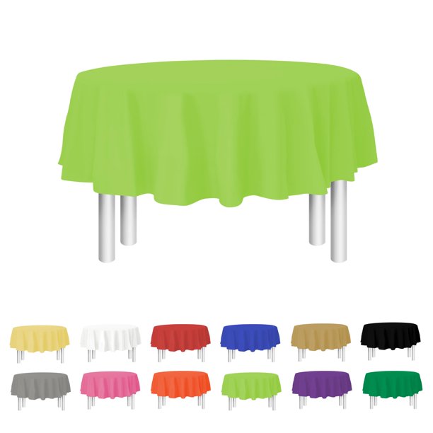 Mantel de plástico para fiestas, dimensiones, verde lima, 84 pulgadas, paquete de 12