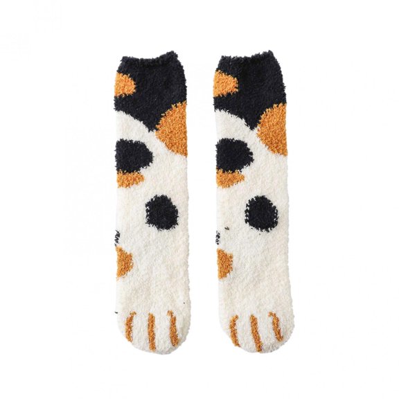 EQWLJWE Woman's Girls Cute Coloer Cat Paw Print Breathable Thicken Coral Fleece Keep Warm Socks Sox Women's Socks Holiday Clearance