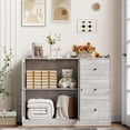 thumbnail image 3 of 43-pulgada moderno wood buffet gabinete con almacenamiento - features guardrail design, adjustable estantes, y 3 cajones. perfect para kitchen y dining room (gris), 3 of 8