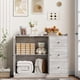 thumbnail image 3 of 43-pulgada moderno wood buffet gabinete con almacenamiento - features guardrail design, adjustable estantes, y 3 cajones. perfect para kitchen y dining room (gris), 3 of 8