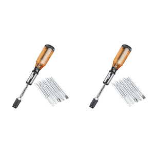 2X Push Pull Ratchet Screwdriver Set 5 in 1 Screwdriver Bit Set Sleeve Driver Bit-Holder Ratchet Socket Screw Kit Brown