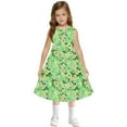 thumbnail image 4 of Spazoro Little & Big Girls A-Line Dress, Floral Print Crew Neck 2025 New Style Sleeveless Summer Dresses for Child Girls Green Size 11 T, 4 of 7