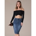 thumbnail image 3 of DARING DIVA Women's Denim Raw Hem Pockets Pencil Skirt 2XL Dark Blue, 3 of 7