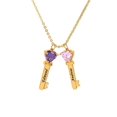 thumbnail image 2 of Personalized Family Key-Shaped Charm Pendant with Up to 6 Heart-Shaped Birthstones, 2 of 2