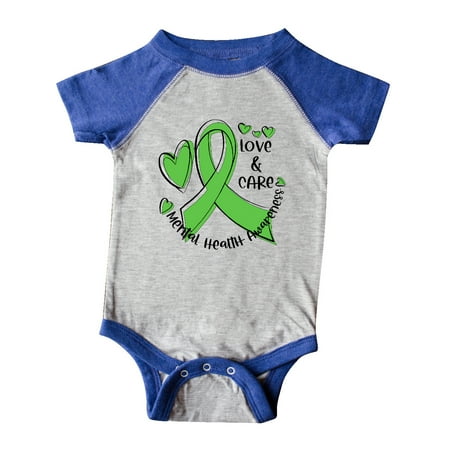 

Inktastic Love and Care Mental Health Awareness Green Ribbon Gift Baby Boy or Baby Girl Bodysuit