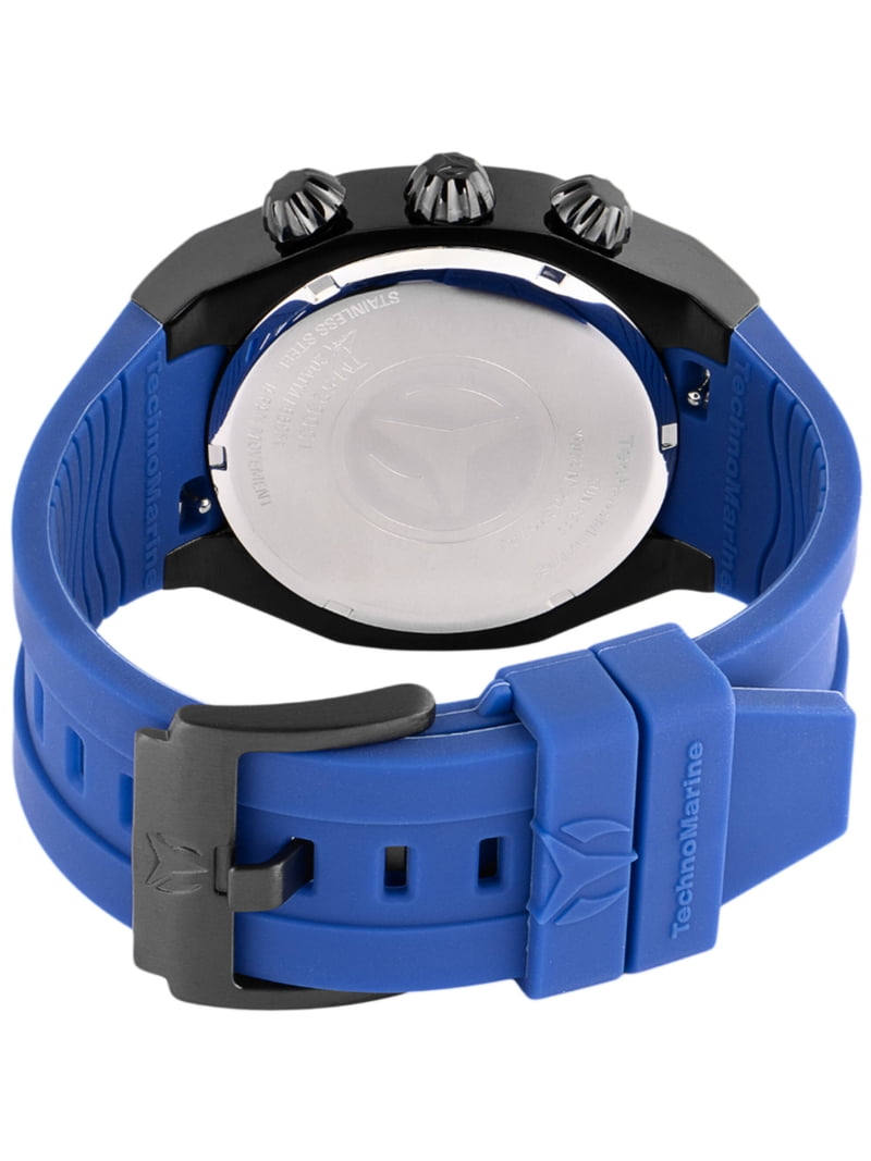 TechnoMarine Blue Dial Chronograph Silicone Strap Watch Technomarine Reef 45mm Blue Dial Black Accents Blue Silicone  main image 3