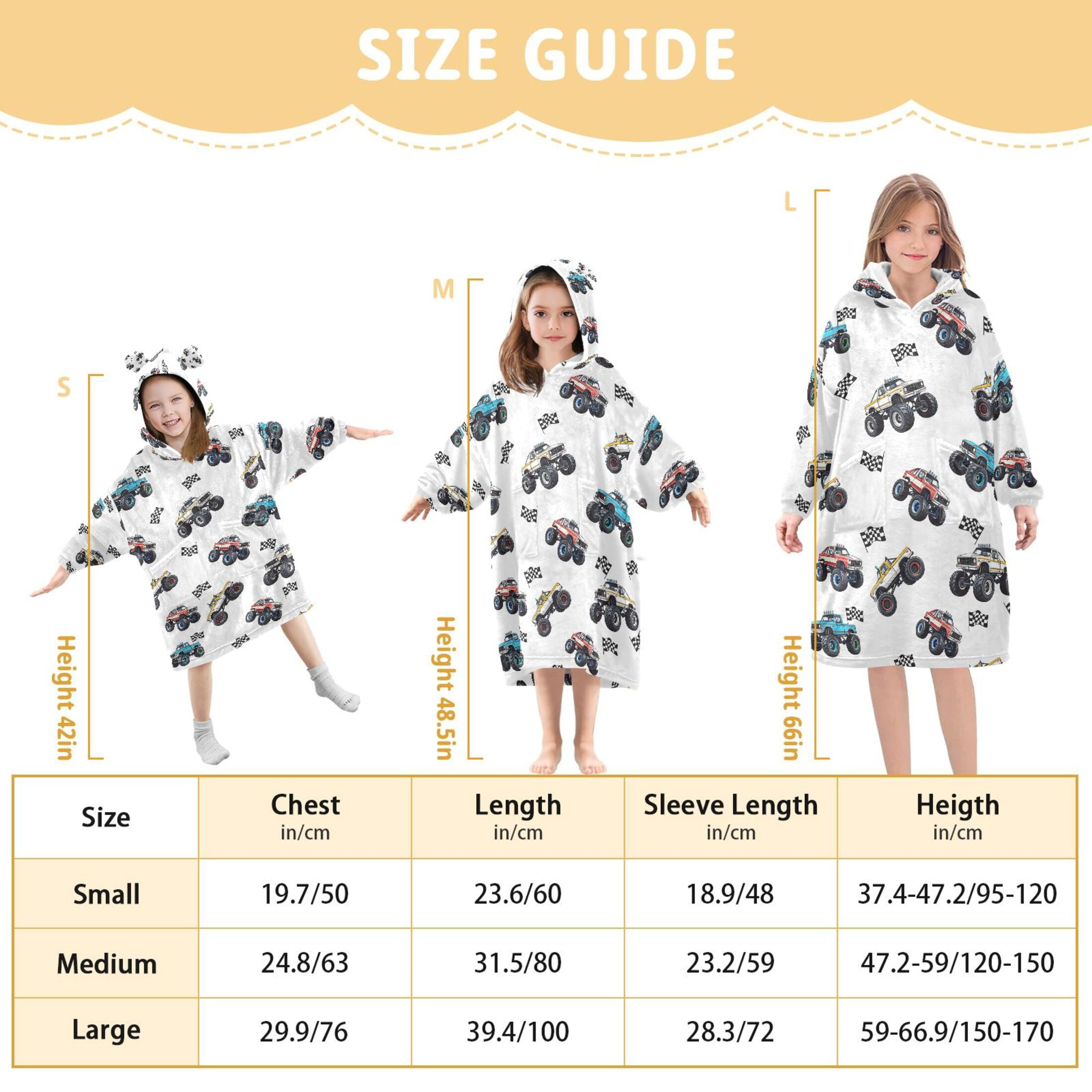 joogoo Wearable Blanket Hoodie for Car Trucks Cartoon Checkered Flag Flannel Sherpa Pocket 3-14 YR S