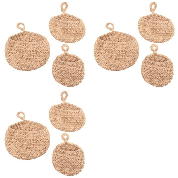 9X Cesta de Frutas Colgante para Cocina, Cestas de Frutas y Verduras Colgantes de Pared, Cestas de Cocina Colgantes Decorativas Tejidas una Mano