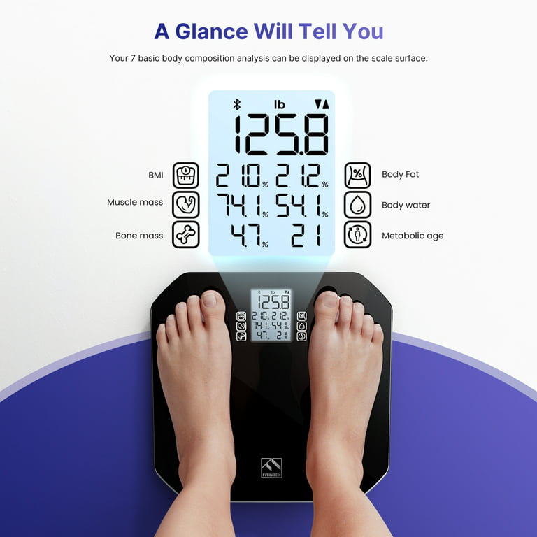 FITINDEX Smart Scale, FSA HSA Eligible Scale for Body Weight, Body Fat  Scale with All-in-one Display, Bathroom Scale, Weight Scale for  BMI/Muscle/Bone