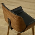 thumbnail image 4 of Art Leon Mid Century Desk Chairs No Wheel,Swivel Side Chairs with Poplar Wood Legs,Faux Leather Armless Chairs, Black, 4 of 8