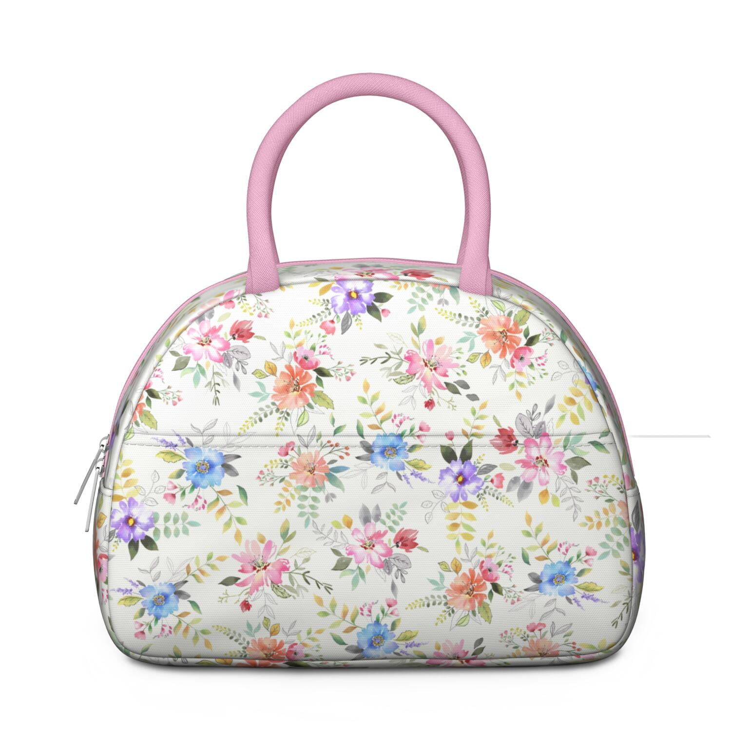 Rustic Floral Lunch Bag – Vintage Bloom Pattern Tote for Women with Insulated and Leakproof Lining, Ideal for Outdoor Meals