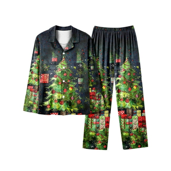 asdoklhq Onesie Pajamas for Women Christmas Long Sleeved Long Pants Couple Pajamas Women's Home Clothes Multicolor M