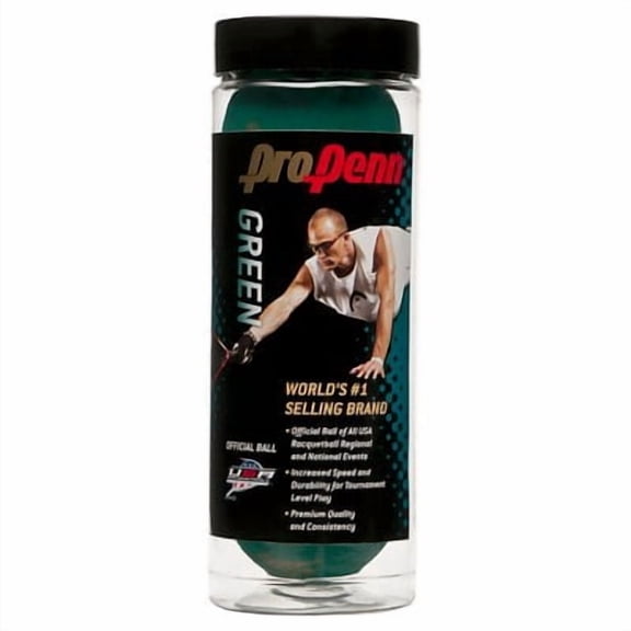 Penn Pro Penn Green Racquetball-Quantity:1 can of 3 balls