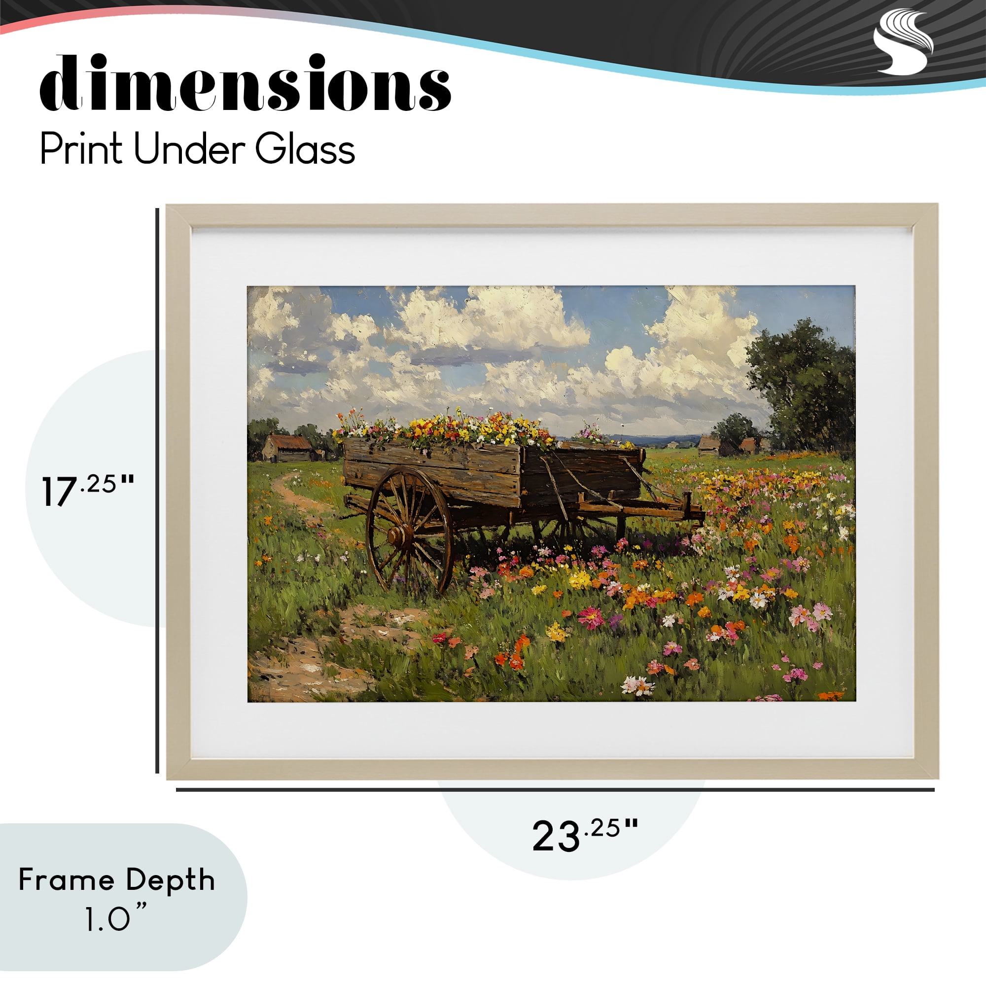 Stupell Industries Wildflower Wagon in Bloom Birch Framed Print Under Glass, design by Franklyn Gregory