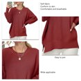 thumbnail image 5 of Ribbed Knit Pullover Sweater Batwing Long Sleeve Crewneck Side Slit Women Top for Autumn Winter Wine Red XXL, 5 of 6