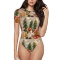 thumbnail image 1 of Saiise Pyjama une-Pièce à Manches Courtes pour Femmes Motif Étoiles de Noël, Col Rond, Extensible, avec Fermeture à Boutons-Pression - Petit, 1 of 7