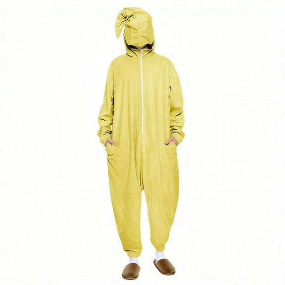 Womens One Piece Jumpsuits Zip-Up Pajamas Casual Hooded Onesies Long Sleeve Jogger Playsuits Loungewear with Pockets Yellow, M