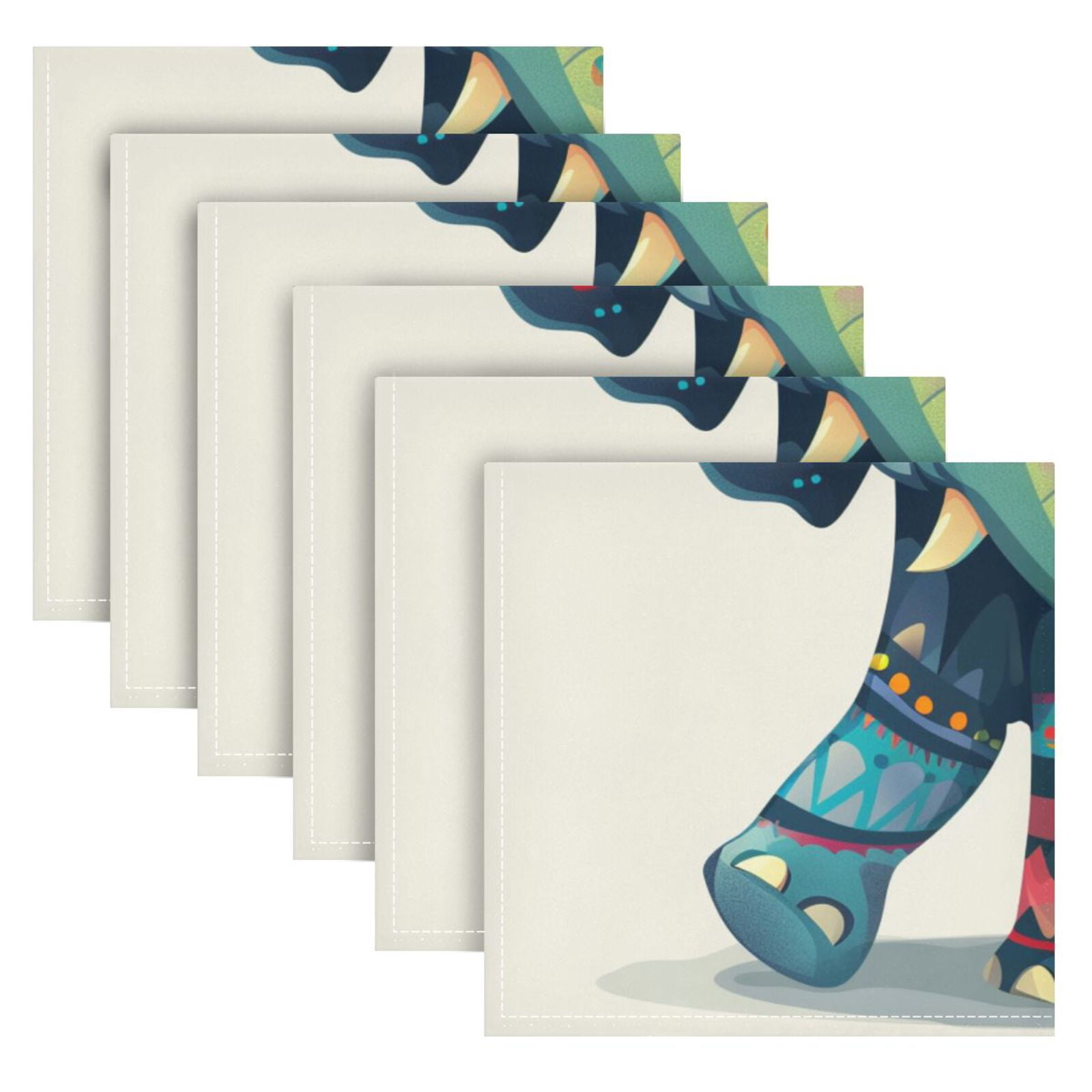 JSTEL Cute Elephant Boho Cloth Napkins Set of 6, 20x20 Inch Washable and Reusable Napkin for Decoupage Dinner Party Everyday Use