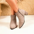 thumbnail image 2 of Womens Ankle Boots Casual Fall Winter Dress Suede Pointed Toe Block Heel Zip up Short Chelsea Booties, 2 of 6