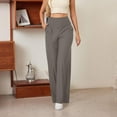 thumbnail image 4 of ManxiVoo Women's High Waisted Ribbed Flare Leggings Yoga Pants with Wide Leg Lounge Trousers for Women Buttery Soft Comfy Everyday Wear XL Size Khaki, 4 of 8
