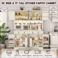 thumbnail image 3 of ANPOO 71" Tall Farmhouse Kitchen Pantry Cabinet with LED Light, Power Outlet & 4 Doors with Door-mounted Storage, Large Freestanding Storage Hutch with Open Countertop for Dining Room, Living Room, 3 of 9