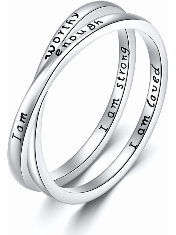 I Am Enough Rings 925 Sterling Silver I Am Enough I Am Worthy Ring Inspirational Jewelry for Women-Size 7