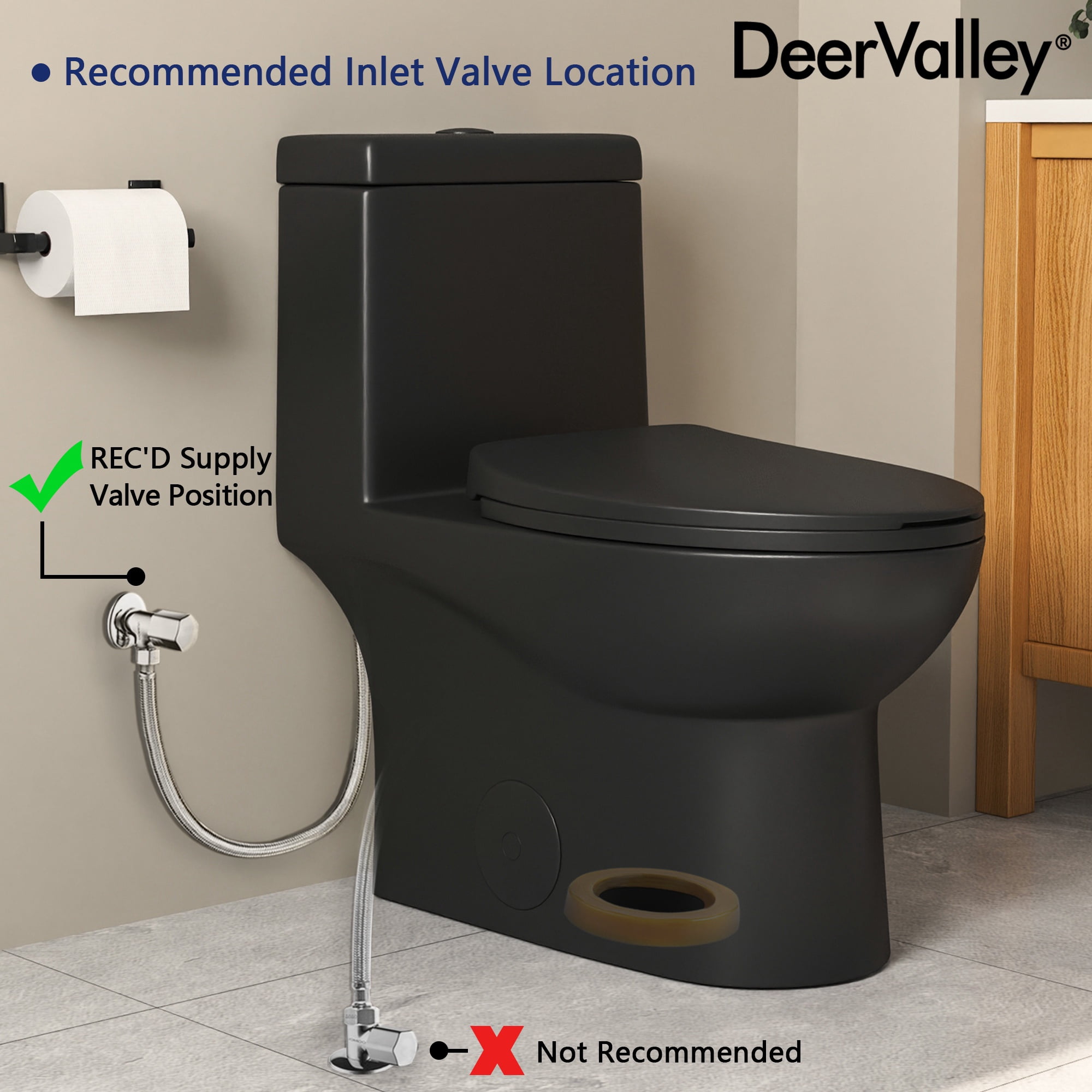 Ally 1-Piece 0.8/1.28 GPF Dual Flush Elongated ADA Comfort Height Toilet in Black Seat Included