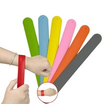 Soumake 2Pcs Kids Slap Bracelets Solid Color Flexible Self-Rolling Wristwear Creative Stress Relief Soft Boys Girls Clap Circle Silicone Wristbands Children Toy Gift