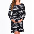 thumbnail image 2 of Bearsland Women's Maternity Midi Dress Long Sleeve Casual Stretchy Pregnancy Dresses With Belt, 2 of 5