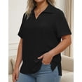 thumbnail image 6 of Oryer Womens Plus Size Tops V Neck Trendy Tunic Polo Casual Shirts Short Sleeve Womens Blouses Summer, 6 of 7
