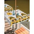 thumbnail image 2 of Outdoor Tablecloth with Umbrella Hole for Patio/Picnic/Party/Camping, Yellow Bees Gnomes Waterproof Table Cloth Square Cover Washable, Spring Floral Branches Wooden (60"x 60"), 2 of 8