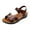 Brown, variant on Women's Solid Color Flat Sandals – Ankle Strap Open Toe with Hook-and-Loop Closure, PVC Insole & Sole, Low Heel, All-Season Comfort Shoes Brown Women Sandal