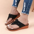 thumbnail image 2 of Anuirheih Clearance Slip on Sandals Women,Women's Flat Shoes Ladies Beach Sandals Summer Non-Slip Causal Slippers(Black), 2 of 4