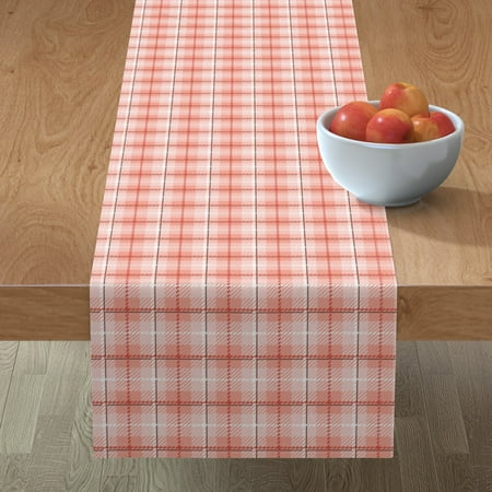 

Cotton Sateen Table Runner 108 - Fall Blossom Plaid Pink Gingham Classic Nursery Farmhouse Country Check Print Custom Table Linens by Spoonflower