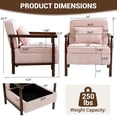 thumbnail image 4 of Accent Chair with Hidden Storage, LEGAHOME Light Pink Modern Arm Chair for Living Room, Comfy Corduroy Reading Armchair for Bedroom, with Solid Wood Leg for 250lbs Weight Capacity, 4 of 10