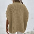 thumbnail image 3 of ManxiVoo Womens Oversized Batwing Short Sleeve Mock Neck Knit Pullover Vest Casual Tops L Size Khaki, 3 of 6