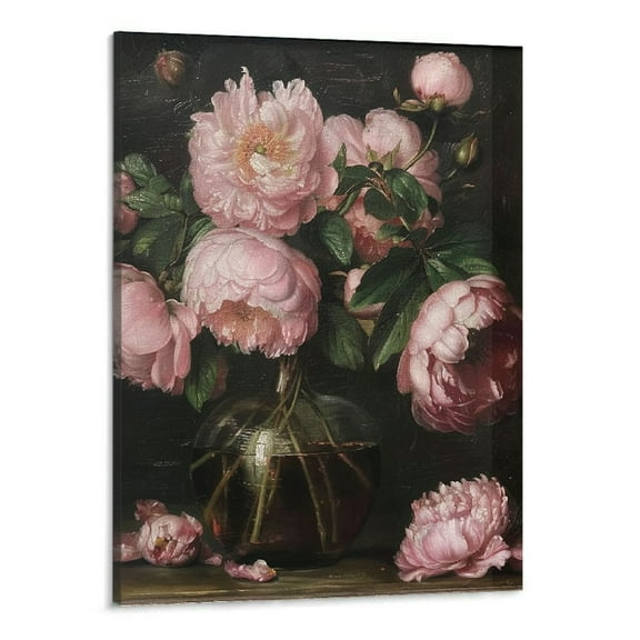 BCIIG  Unframed Vintage Botanical Wall Art Prints,Peony Flower Canvas Wall Art, Flower Pictures Wall Decor for Bedroom, Farmhouse Bathroom Wall Decor 16''x20''