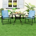 thumbnail image 3 of Gymax Patio Metal Outdoor Cozy and Breathable Folding Chairs, Blue "1 Set of 2", 3 of 7
