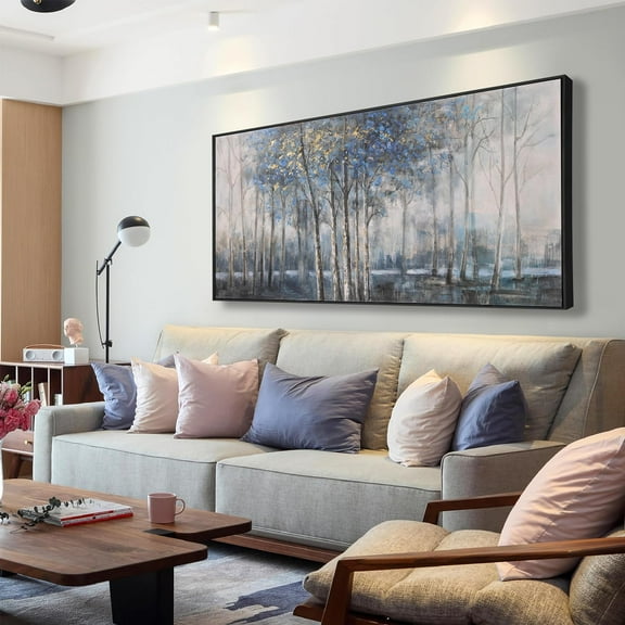 Aaheei Wall Art Decor Dark Canvas Wall Art Blue Embellishments Plant Grey Misty Forest Abstract Tree Modern Artwork For Modern Canvas Prints Pictures For Wall Artwork For Bedroom Home Hotel