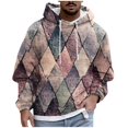 thumbnail image 1 of Men's Print Plush Warm Coat Fleece Sweater Casual Coat Pocket Sweater Autumn Winter CoatM, 1 of 5