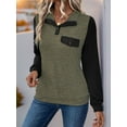 thumbnail image 6 of SIEANE Women's Casual Lapel Long Sleeve Spring-Fall Two-Color Patchwork Henry Shirt With Pocket S-XL, 6 of 7