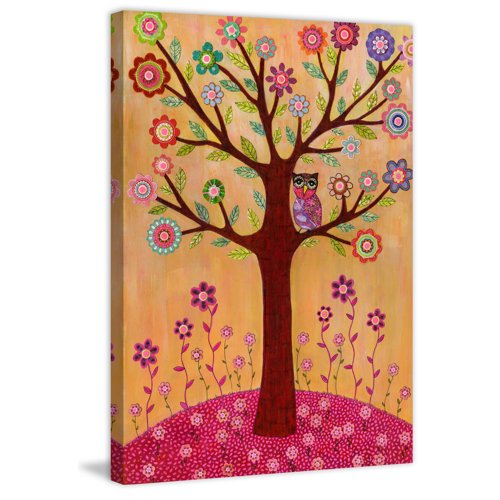 Marmont Hill 'Sleepy Owl' by Vanessa Sascalia Painting Print on Wrapped Canvas